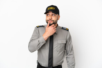 Young arab man isolated on white background having doubts and thinking