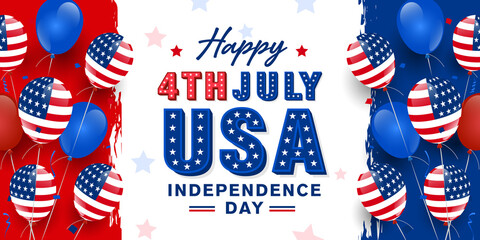 United States of America, USA, Happy 4th of July, independence day modern trendy design with star lettering, typography design on modern, contemporary grunge design background.