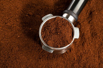 Coffee background with ground coffee
