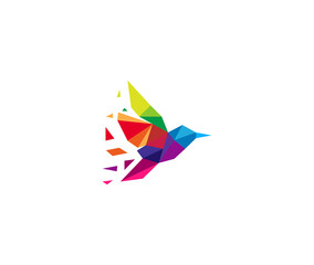 bird colibri hummingbird geometric shattered logo © meddesigner