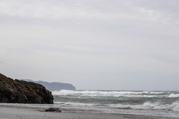 waves crashing on rocks