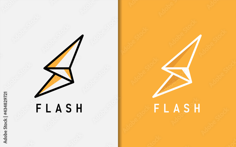 Poster Abstract Simple Flash Logo Design with Geometric Lines Design.