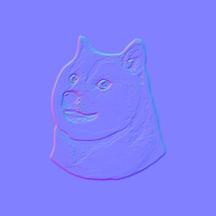 Dogecoin Big Icon illustration design. New safe crypto animal profile art. Elite Gold money coin background. Fun art space style illustration.