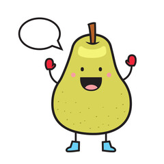 Cute happy talking pear illustration