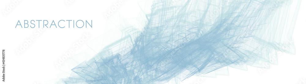 Poster Subtle thin bluish lines abstraction. Wide pattern