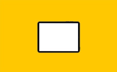 Black tablet mockup isolated on yellow. Responsive screen to display your mobile web site design. Vector