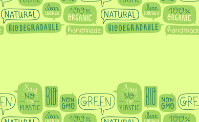 Green eco text quote lettering label background