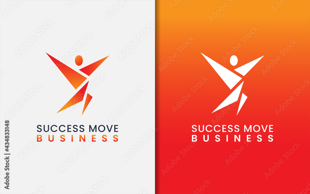 Poster abstract triangle and circle combination forming as successful people logo design.