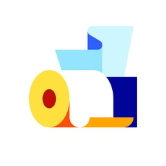 Tissue and toilet paper flat vector icon
