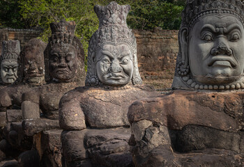 Fototapeta na wymiar South Gate bridge in Angkor Thom