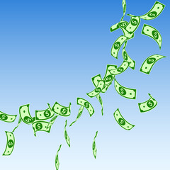 American dollar notes falling. Floating USD bills
