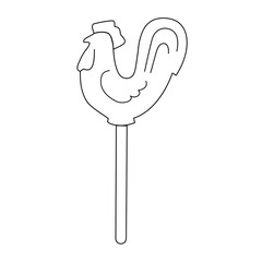 the golden cockerel lollipop is drawn in the form of a contour coloring