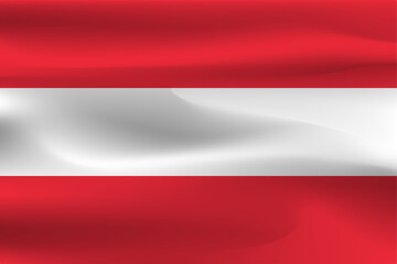 The flag of Austria is wrinkled, fluffed, beautiful, has the weight of shiny.