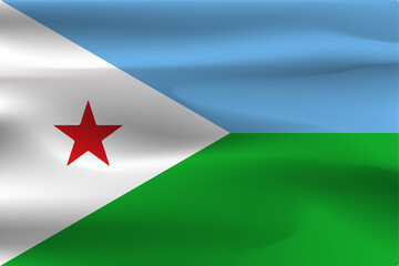 The flag of Djibouti, with its beautiful wrinkles, fluttering, shiny weight.