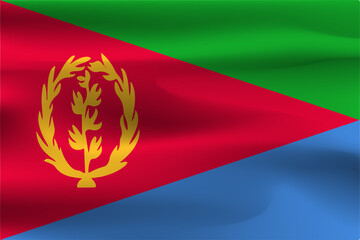 Beautiful flag of Eritrea. Beautiful wrinkles of flying flags.