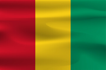 The flag of Guinea with beautiful wrinkles, weight of shadow.
