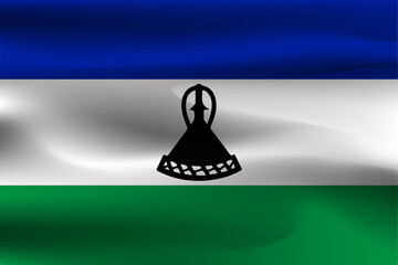 The flag of Lesotho is beautiful, the wrinkles of the flag cloth that fly in the wind.