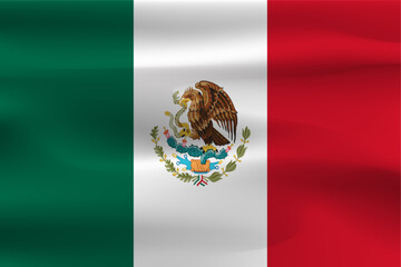 A beautiful flag of Mexico, beautiful wrinkles of flying flag fabric.