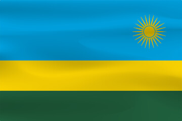 Beautiful flag of Rwanda, wrinkled in the wind, beautiful flag cloth.