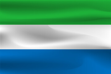 A beautiful Sierra Leone flag with a beautiful wrinkle of flying flag fabric.