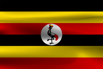 Uganda flag with beautiful wrinkles and beautiful flying flags.