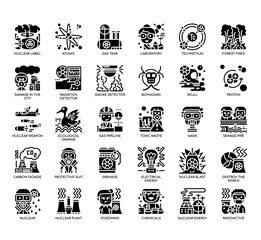 Set of Nuclear thin line and pixel perfect icons for any web and app project.