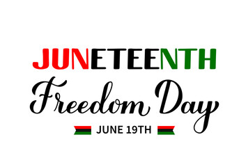 Juneteenth typography poster. African American Freedom Day on June 19. Vector template for banner, greeting card, postcard, sticker, etc