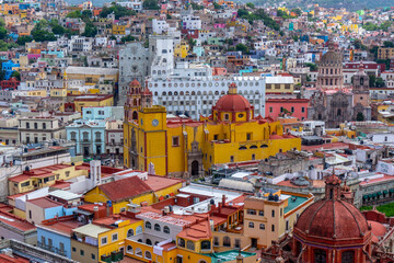 Guanajuato city view from the observation deck of Monumento Al Pipila