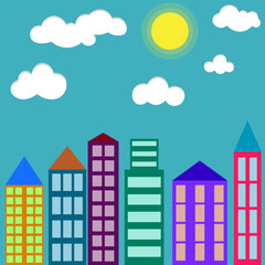 Naklejka premium Cityscape, simple urban background, vector illustration.