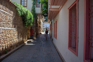 Antalya, Turkey 05.20.2021: Streets in the center of the old city of Antalya in Turkey uncrowded