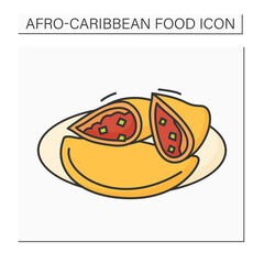 Afro-Caribbean food color icon. Meat pie. Tart with chunky meat filling. Traditional dish. Local food concept. Isolated vector illustration