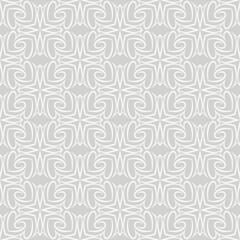 Light gray background pattern with decorative linear ornament, wallpaper. Seamless pattern, texture. Vector illustration