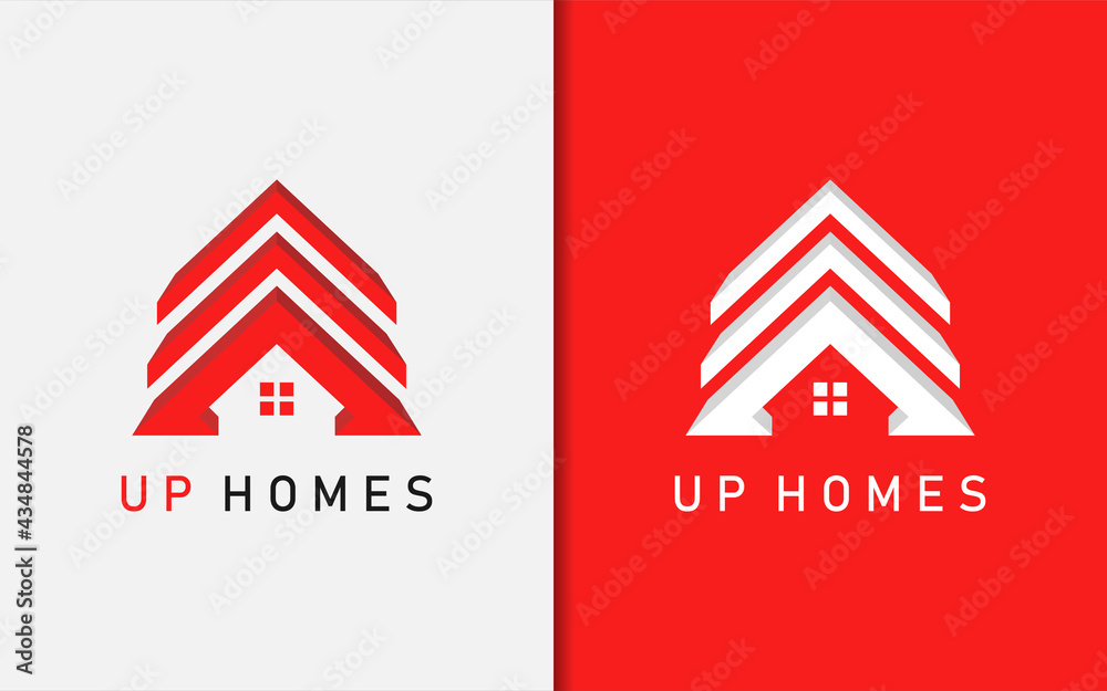 Poster abstract home with arrow and house combination logo design. architecture and building logo design.