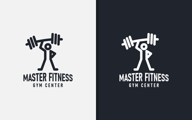 Creative Gym Logo Concept with A Person Who is Lifting a Barbell with One Hand.