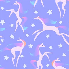 Obraz na płótnie Canvas Seamless pattern with cute pink horses, girly ornament
