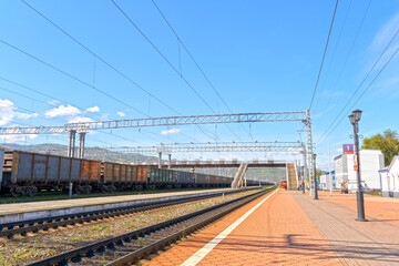Fototapeta premium Landscape with a view of the railway