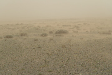 Fototapeta na wymiar sandstorm in the gobi desert in mongolia