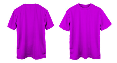 Blank Jersey T Shirt color purple template front and back view on white background
