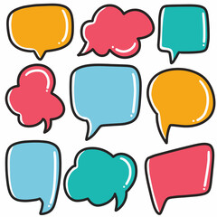 hand-drawn doodle text balloon colorful art design element illustration.