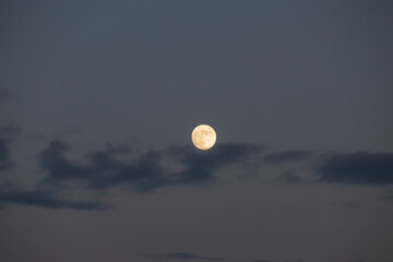 Full moon in the dark blue night sky