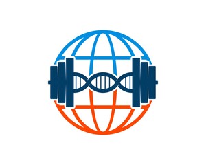 Abstract globe with DNA barbel inside