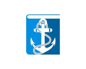 Simple book with nautical anchor and rope inside