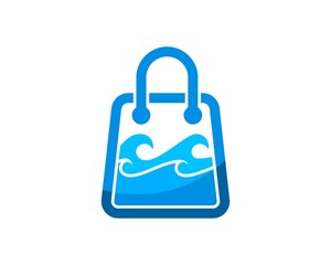 Shopping paper bag with abstract beach wave inside