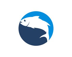 Fish silhouette in the circle shape logo