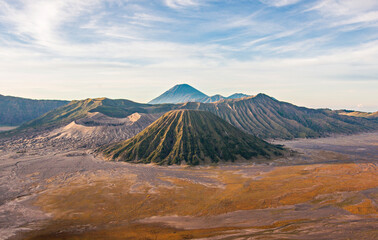 Beautiful view of Bromo Mountain in Bromo Tengger Semeru National Park, East Java, Indonesia. A Popular tourist destination.