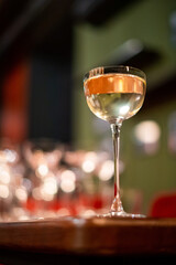 glass of champagne on the table