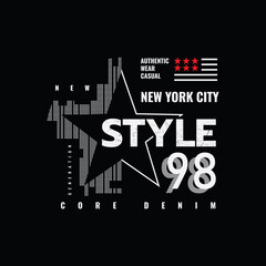 Vector illustration of letter graphics, New york style, creative clothing, perfect for the design of t-shirts, shirts, hoodies, etc.