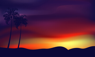 Fototapeta na wymiar Summer sunset sky. Nature landscape background, panoramic image evening view.