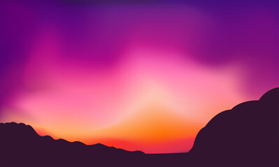 Summer sunset sky. Nature landscape background, panoramic image evening view.