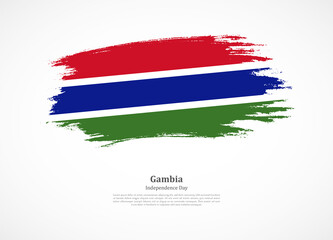 Happy independence day of Gambia with national flag on grunge texture
